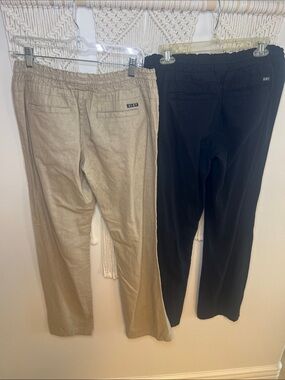Roxy Wide-Leg Drawstring Pants — Black and Beige